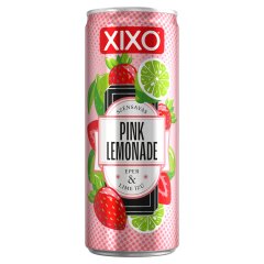 XIXO Pink Lemonade eper- és limeízű, szénsavas üdítőital cukorral és édesítőszerrel 250 ml