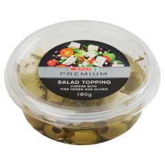 SPAR PREMIUM félkemény, zsíros juhsajt fűszernövényekkel és magozott zöld olívabogyó 180 g