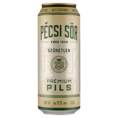 Pécsi Sör Prémium Pils szűretlen minőségi világos sör 4,7% 0,5 l
