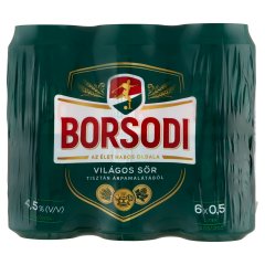 Borsodi világos sör 4,5% 6 x 0,5 l