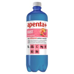 Apenta+ Boost pink grapefruit ízű, enyhén szénsavas, energiamentes üdítőital édesítőszerekkel 750 ml