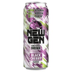 New Gen fekete cseresznye- és tuttifruttiízű, koffeintartalmú, szénsavas, alkoholmentes ital 500 ml