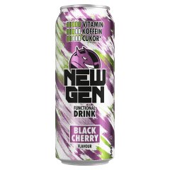 New Gen fekete cseresznye- és tuttifruttiízű, koffeintartalmú, szénsavas, alkoholmentes ital 500 ml