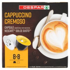DESPAR Cappuccino őrölt, pörkölt kávé és sovány tejpor cukorral kapszula 16 db 168 g