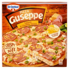 Dr. Oetker Guseppe gyorsfagyasztott pizza szalámival és cheddar szósszal 418 g