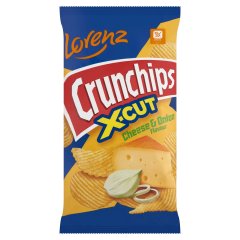 Lorenz Crunchips X-Cut sajtos-hagymás ízesítésű hullámos burgonyachips 75 g