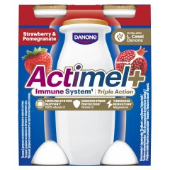 Danone Actimel+ eper- és gránátalmaízű zsírszegény joghurtalapú ital 4 x 100 g (400 g)