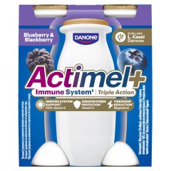 Danone Actimel+ áfonya- és feketeszeder ízű joghurtalapú ital 4 x 100 g (400 g)