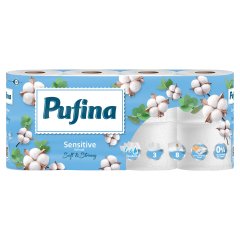 Pufina WC-papír érzékeny bőrre 3 rétegű 8 tekercs