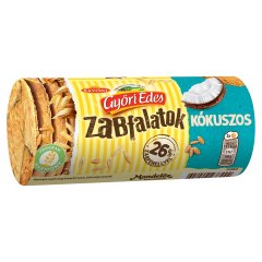 Győri Édes Zabfalatok kókuszos, zabpelyhes, omlós keksz 188 g