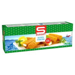 S-Budget XXL gyorsfagyasztott, panírozott, elősütött alaszkai tőkehalfilé rudak 30 db 900 g