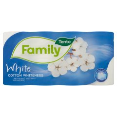 Tento Family Cotton Whiteness természetes, illatmentes toalettpapír 2 rétegű 8 tekercs