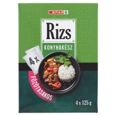 SPAR „A” minőségű hosszú szemű, főzőtasakos, konyhakész rizs 4 x 125 g