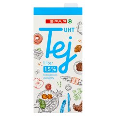 SPAR homogénezett, zsírszegény UHT tej 1,5% 1 l