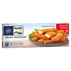 FRoSTA gyorsfagyasztott elősütött halrudak halfiléből aranyló ropogós panírban 15 db 450 g