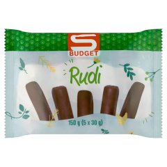 S-Budget Rudi natúr desszertkészítmény, kakaós étbevonóval 5 x 30 g (150 g)