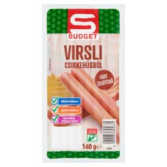 S-Budget füst ízesítésű virsli csirkehúsból g