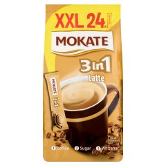 Mokate 3in1 Latte azonnal oldódó kávéitalpor kávéfehérítővel és cukorral 24 x 15 g (360 g)