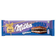 Milka Oreo alpesi tejcsokoládé, vanília ízű, tejszínes krémmel és kakaós keksszel 300 g