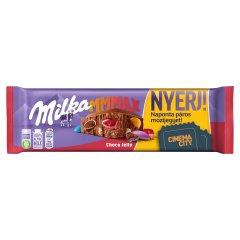 Milka Mmmax alpesi tejcsokoládé meggyes zselédarabkákkal, cukordrazséval és robbanócukorkával 250 g
