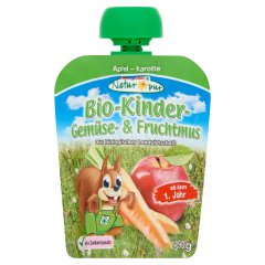 SPAR Natur*pur Bio zöldség- és gyümölcsvelő almával és sárgarépával 1 éves kortól 90 g